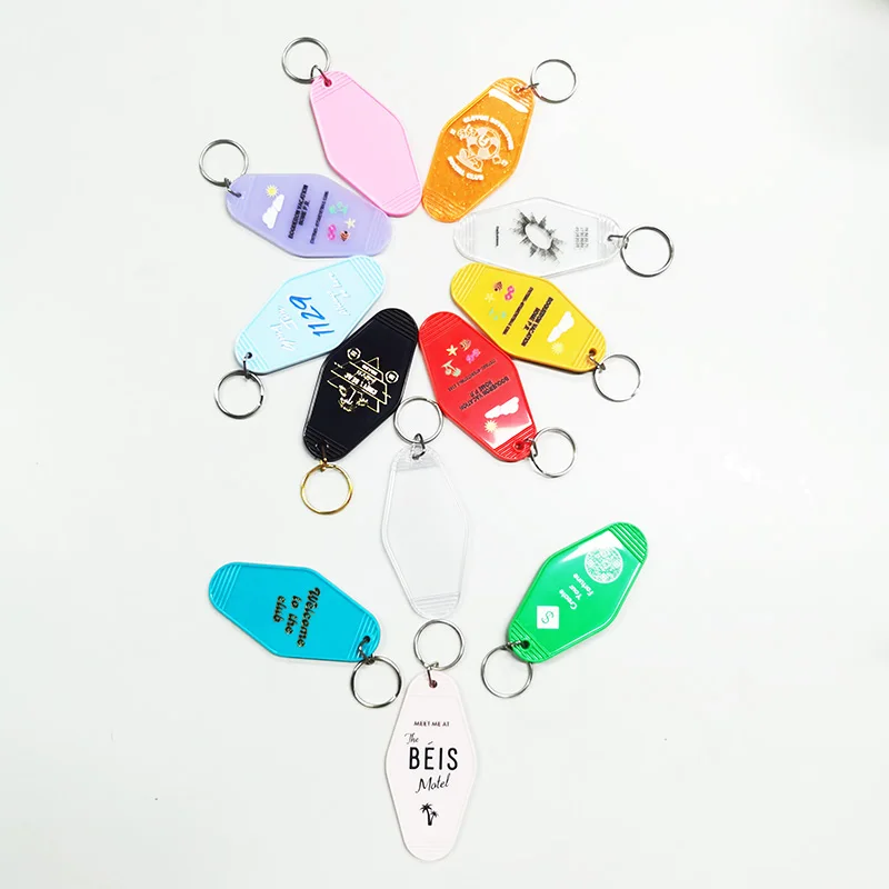 Personalized Plastic Blank ABS Hotel Keychain  Promotional Key Tags retro motel hotel keychain blank
