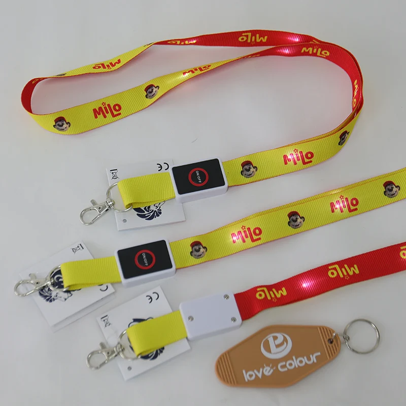 purple led lanyard for concert flashing light lanyard with oem logo