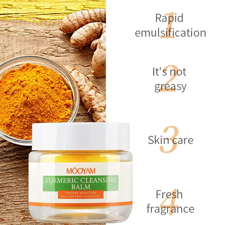 Private Label Tumeric Makeup Remover Cleanser Balm Moisturizing Oil Control Organic Turmeric Face Cleansing Balm