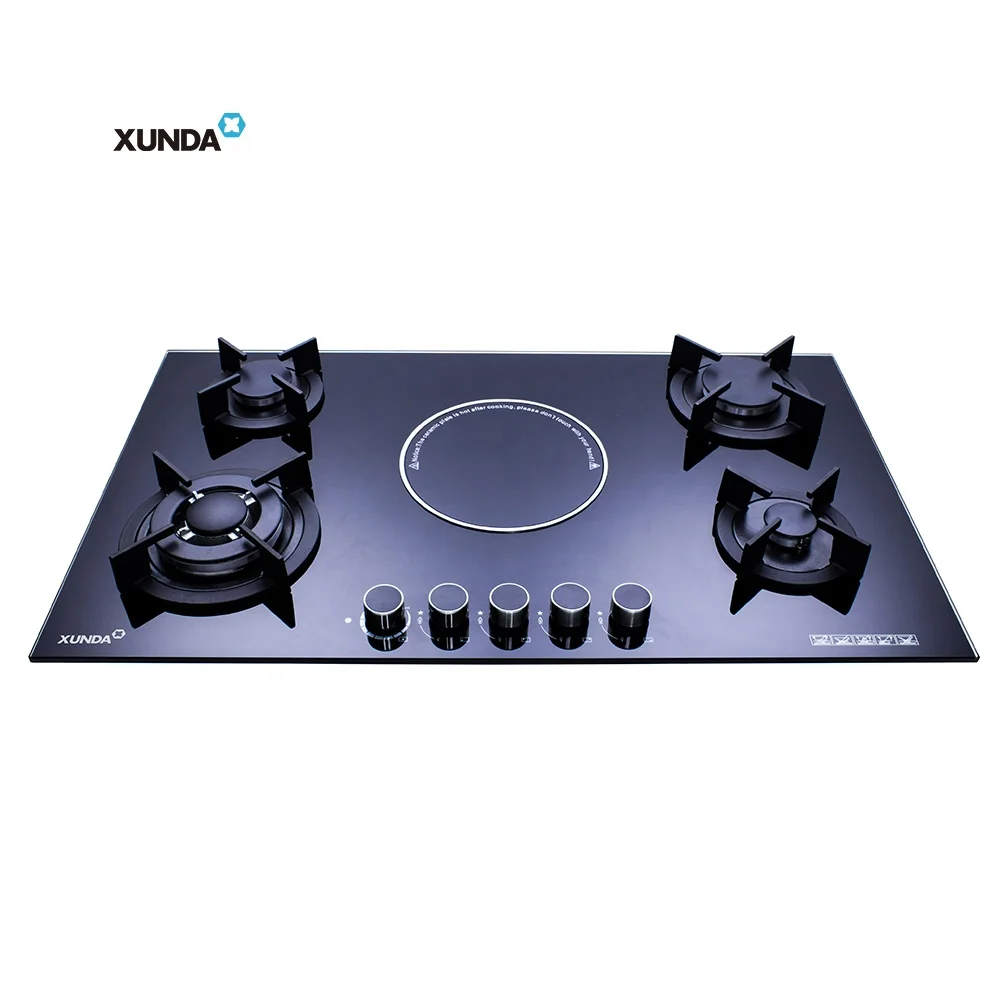 Xunda 90CM Cooking Appliances Glass Top Built In 5 Burners Stove 4 Gas 1 Single Electric Infrared Induction Ceramic Cooker Hob