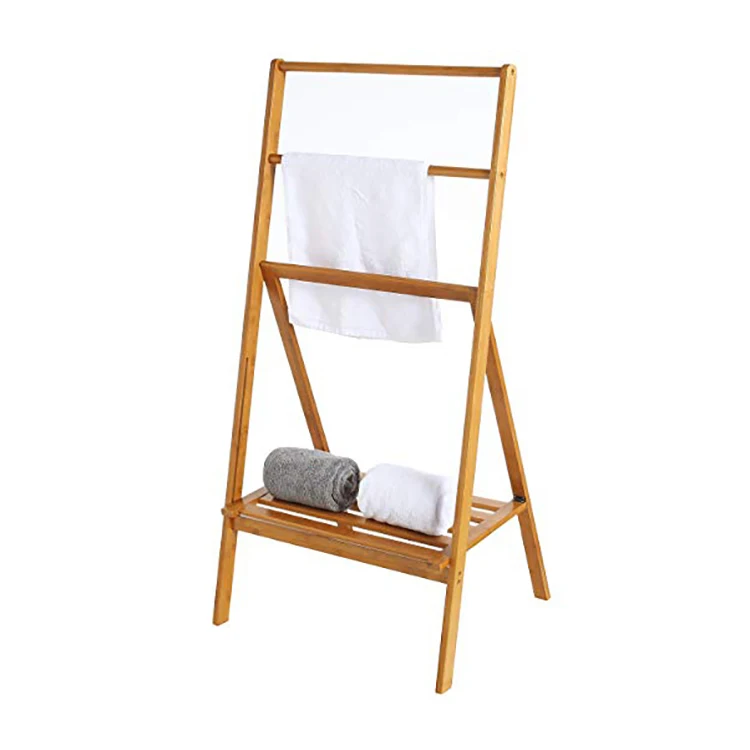 wood towel holder bathroom bamboo towel rack 4 Tier Bamboo Wooden Bathroom Shower Bath Towel Holder Rack