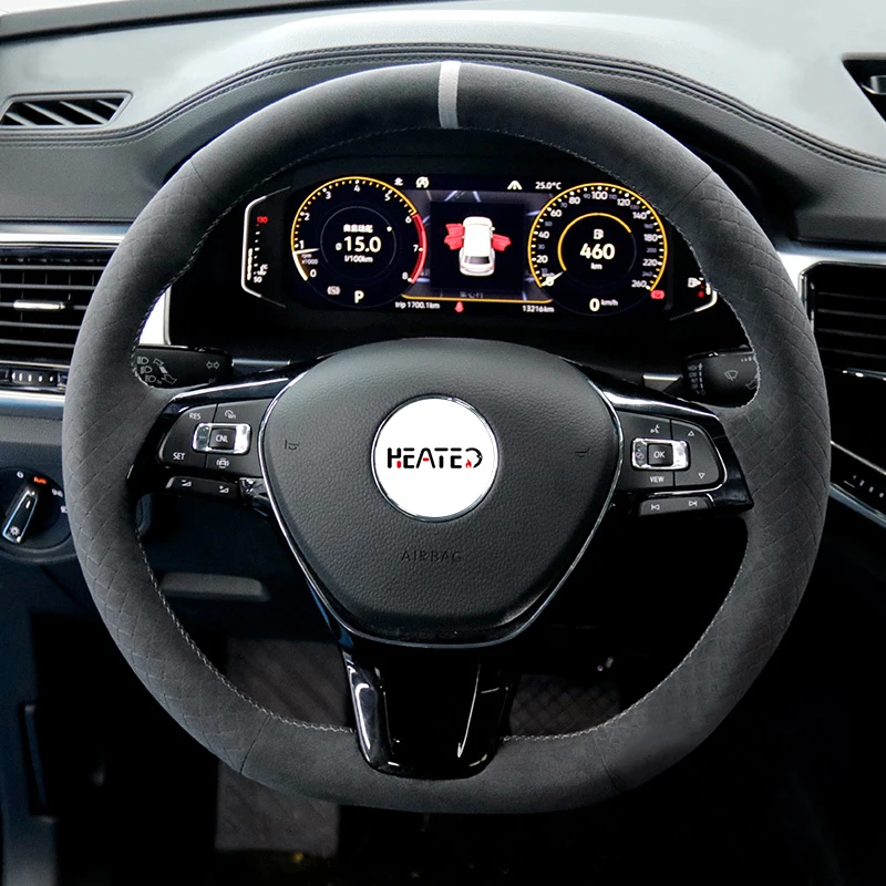 Steering Wheel Cover in Alcantara for Volkswagen VW Golf 7 Polo 5 Arteon Passat Tiguan T-Roc e-Golf 2013 2015-2022