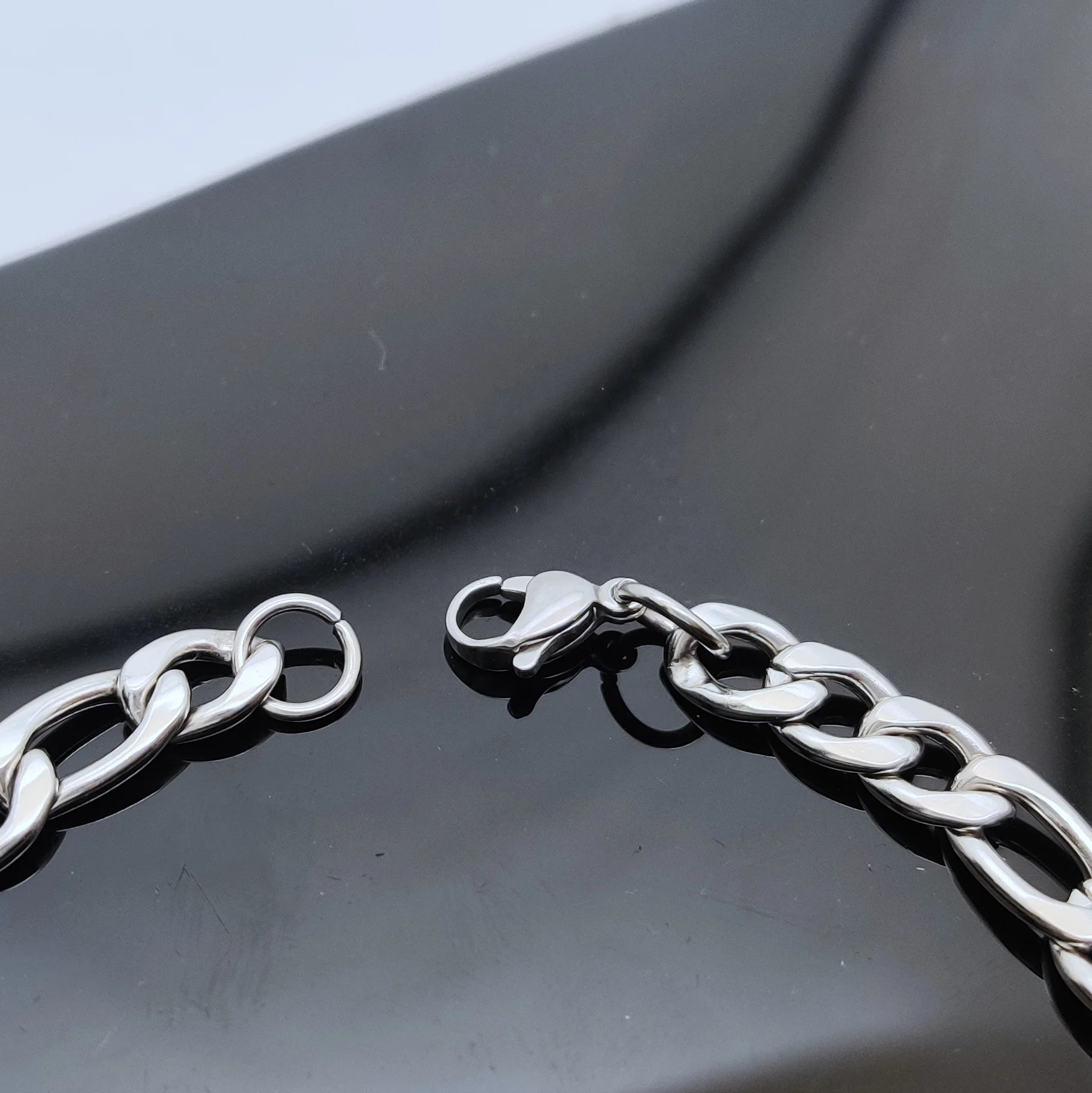 Fashion Hip Hop Jewelry Unisex Jewellery Italiant 925 Silver Curb Link Mens Figaro Chain Bracelet Necklace