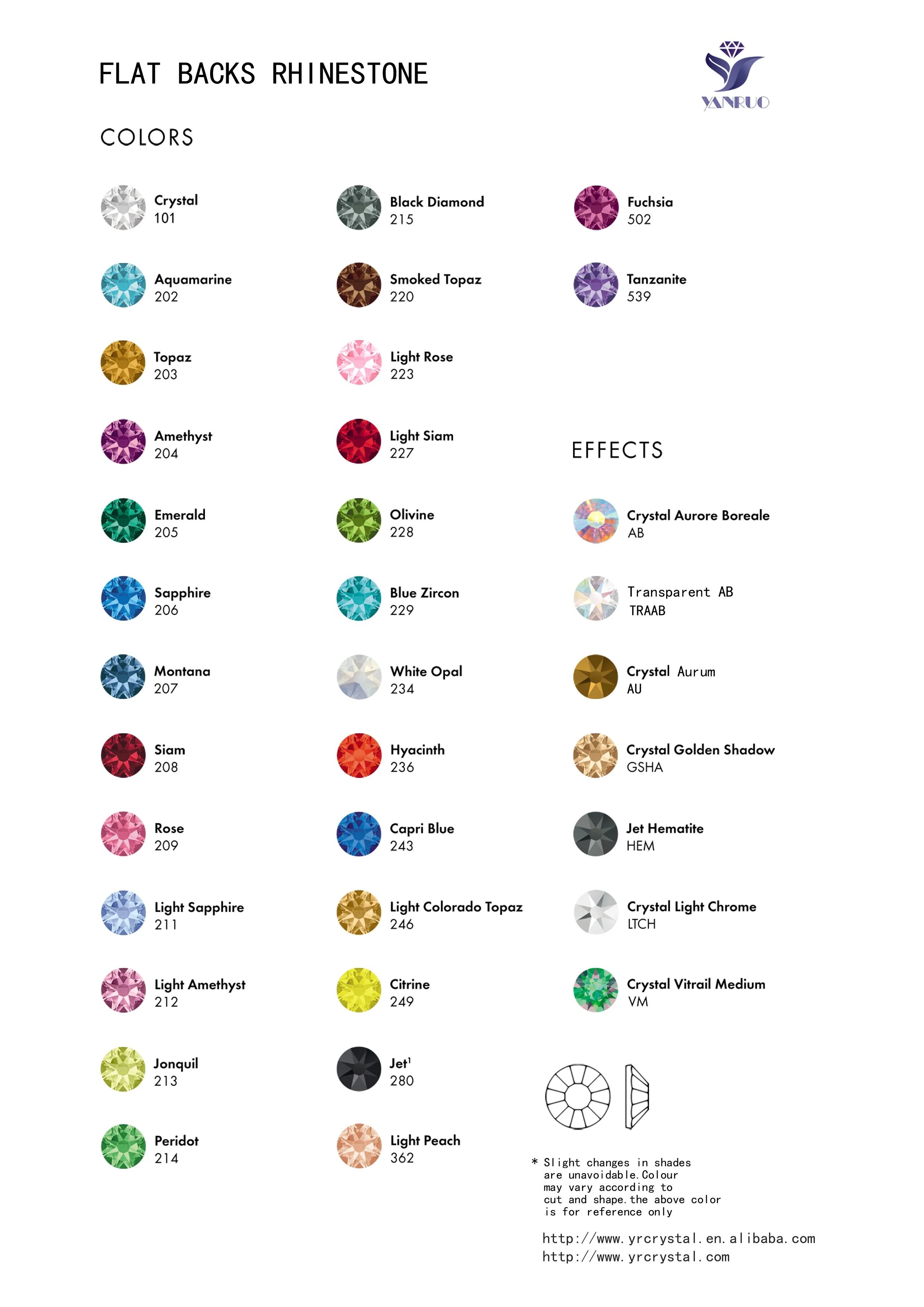 YANRUO 2088 Golden Shadow Color 16 Cut Facets Rhinestones and Crystals Rhinestones Strass Cristal Nails Rhinestone