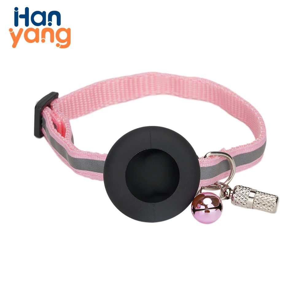 HanYang OEM Custom Airtag Tracker Protective Case Anti-missing Pet Positioning Collar Cat Reflective Bell Collar