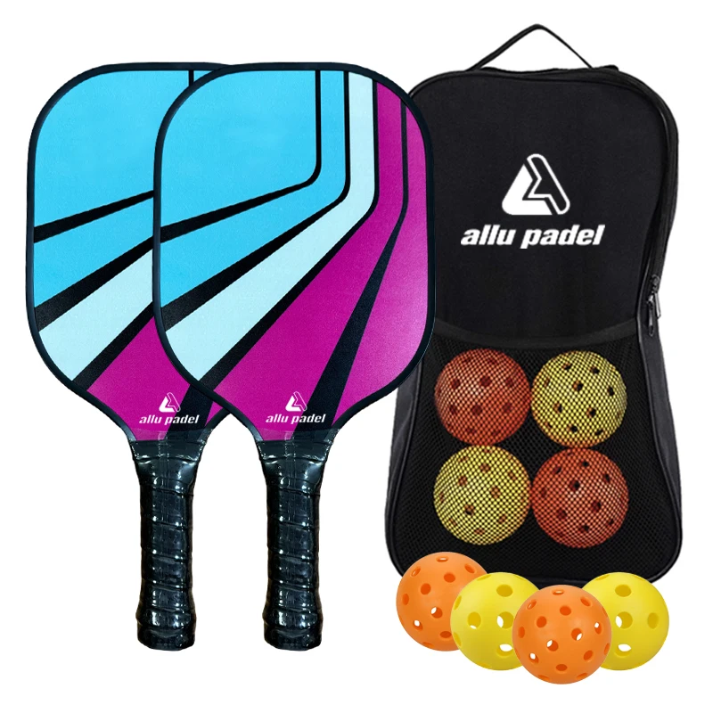 Xiamen Allu USAPA Cheap Portable Customize Wholesale Fiberglass Pickleball Paddle Set of 2 with Ball Bag