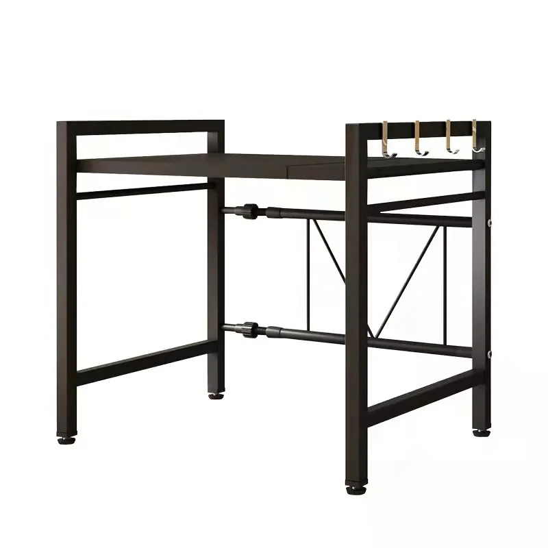 2 Tier microwave storage rack Place freely in the kitchen Metal Black/white Desktop Storage Book Holder