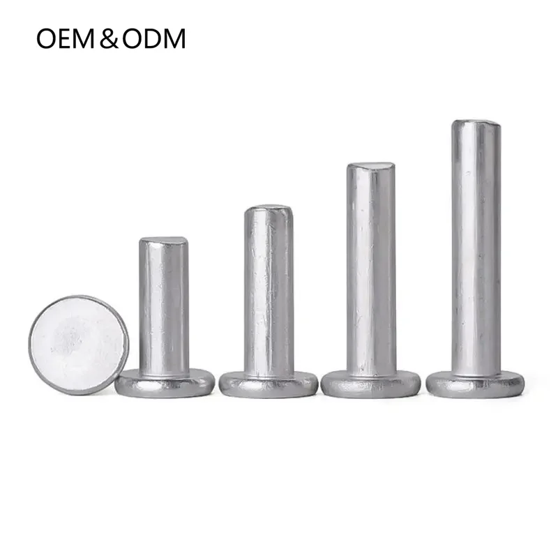 Round End Solid Rivet Steel Pin Factory Wholesale Din 7338 304 Stainless Steel Type A Flat Head Solid Rivets