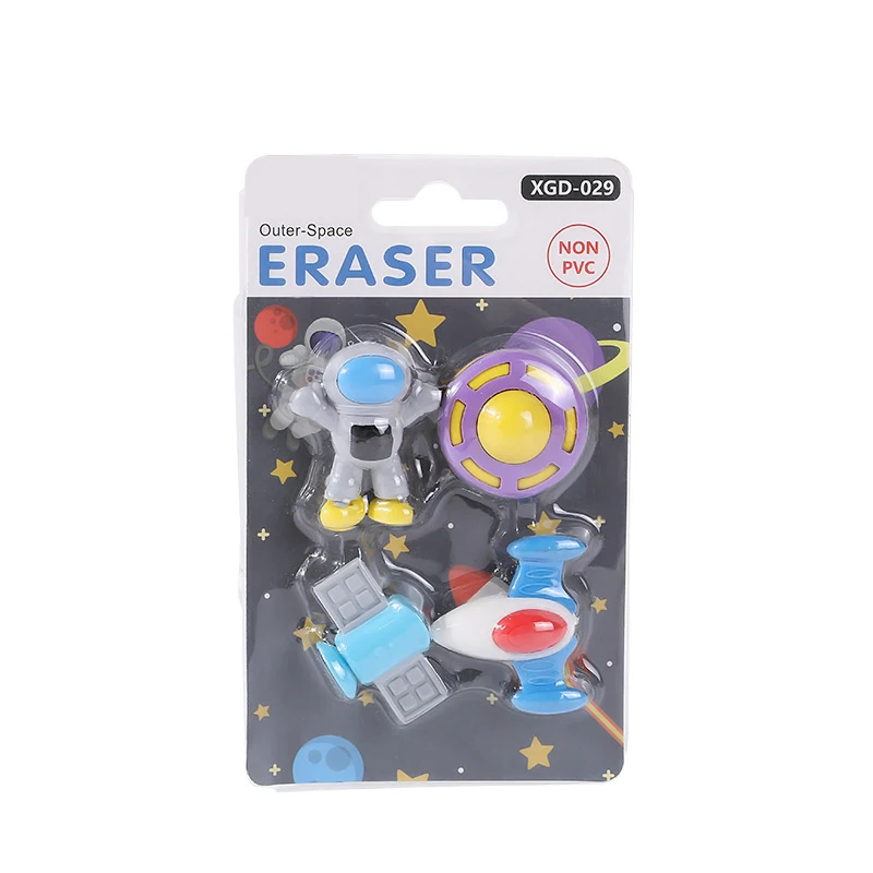 Factory wholesale creative rubber cartoon spaceman eraser tpr cartoon cute rubber toy eraser
