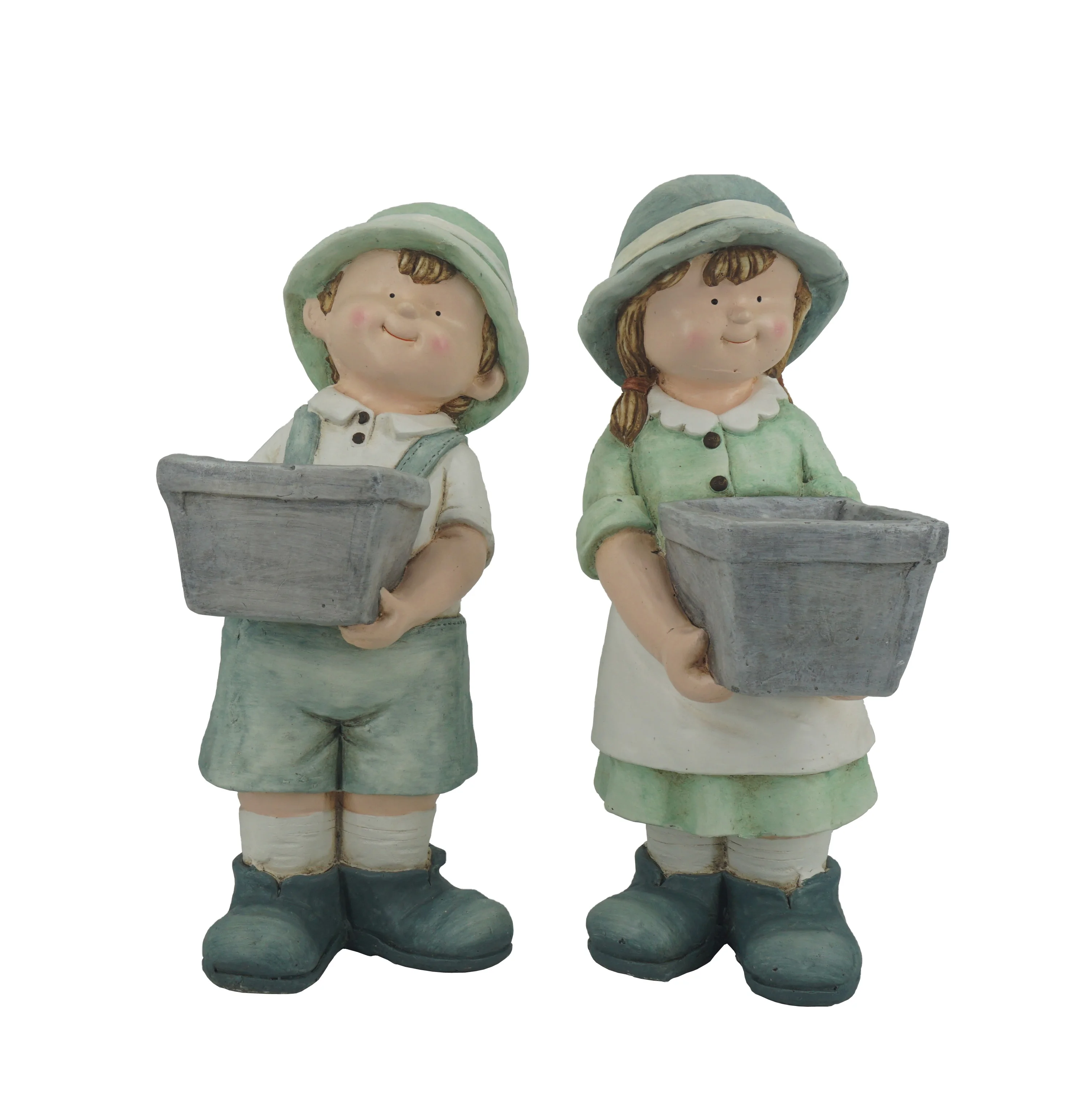 Садовая скульптура, цветочный горшок из магния, горшок для растений и суккулентов для мальчиков и девочек, уличное ландшафтное украшение