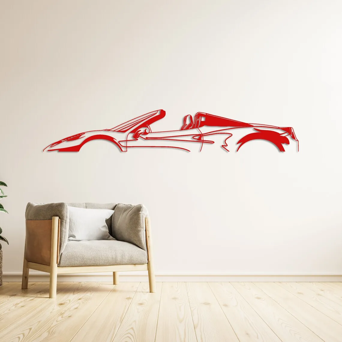 Model Cars & Spider Silhouette Metal Wall Art Italian Sports Car Decor for Racing Garage