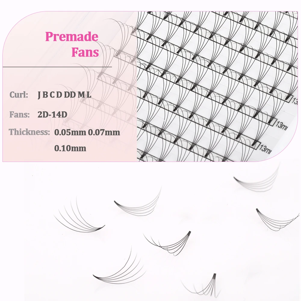 Professional Korean Pre Made Fan Eyelashes Short Stem Lashes 3d 10d Large Tray Premade Fans Mega Volume Eyelash Extensions