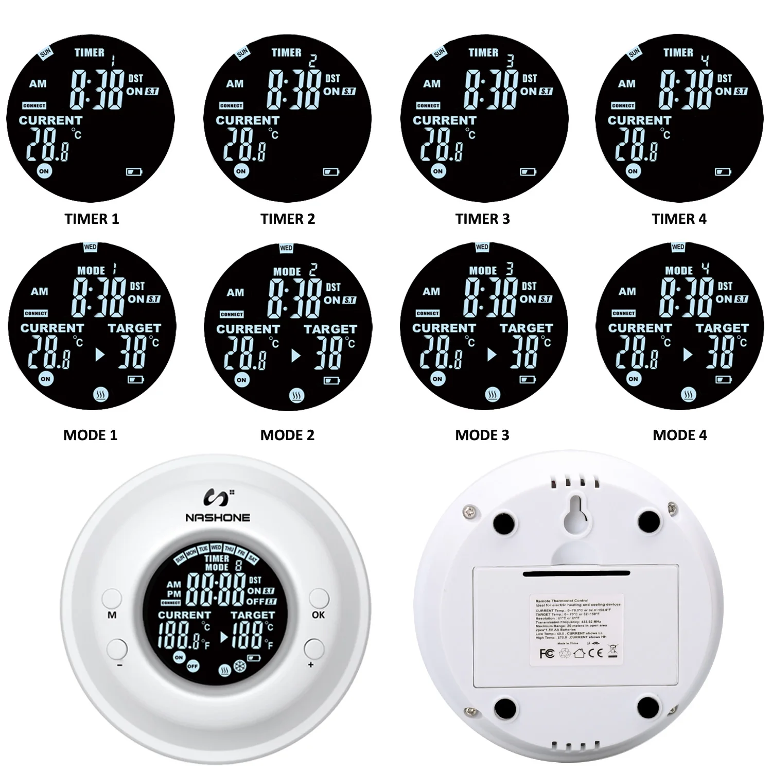 Energy-Saving  TUV certificated 16A/ 3680W wireless room remote control thermostat timer  programmable digital thermostat