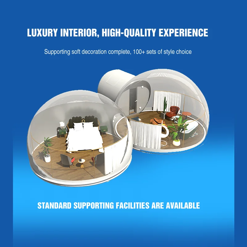 AOYU China commercial giant half transparent igloo inflatable bubble tent for kids rent sale 3 room balloon