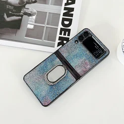 Luxury Glitter Case with Folding Mirror Ring Buckle Bling Phone Case Shell For Samsung Z Flip 3 case