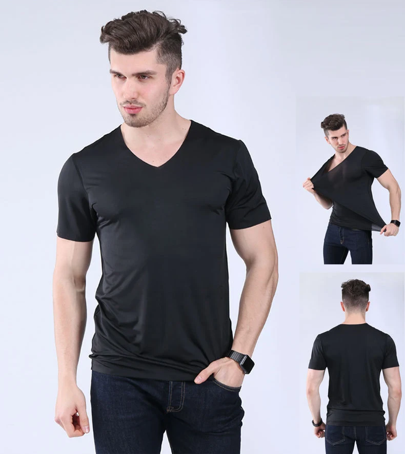 OEM Brand custom high quality thin ice feeling seamless ice silk summer gym men t shirts