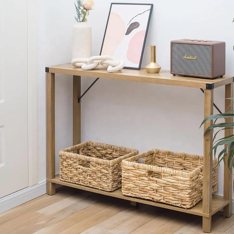 Customized Cheap Hand-Woven Corn Husk Storage Basket with 3 Handles for Organizing