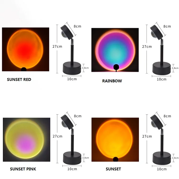 Colorful 360 degrees adjustable soft Sunset Rainbow Projector Light Sunset Projection Lamp