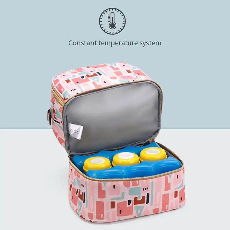 Large Capacity Insulated Thermal Breast Milk Cooler Bag Leakproof Diaper Mommy Bag with Secret Compartment Coolant Bag for Lunch