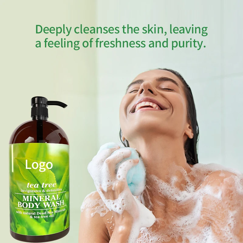 Custom Best Brand Tea Tree Shower Gel Antibacterial Anti Inflammatory Exfoliating Shower Gels