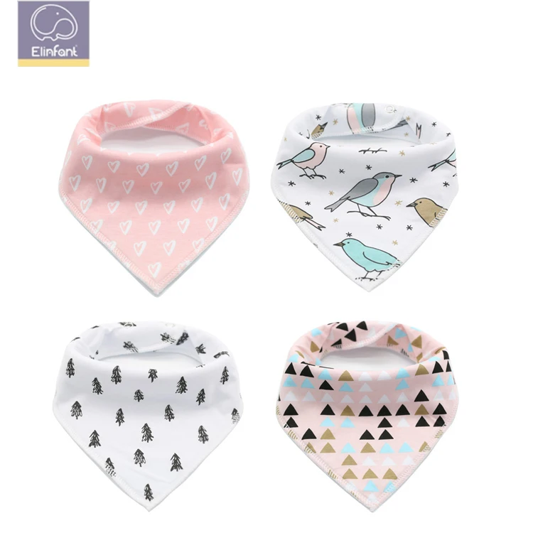 Baby bandana  bibs 100% cotton 4pcs/pack  2020 lovely design super soft baby bibs  manufacturer