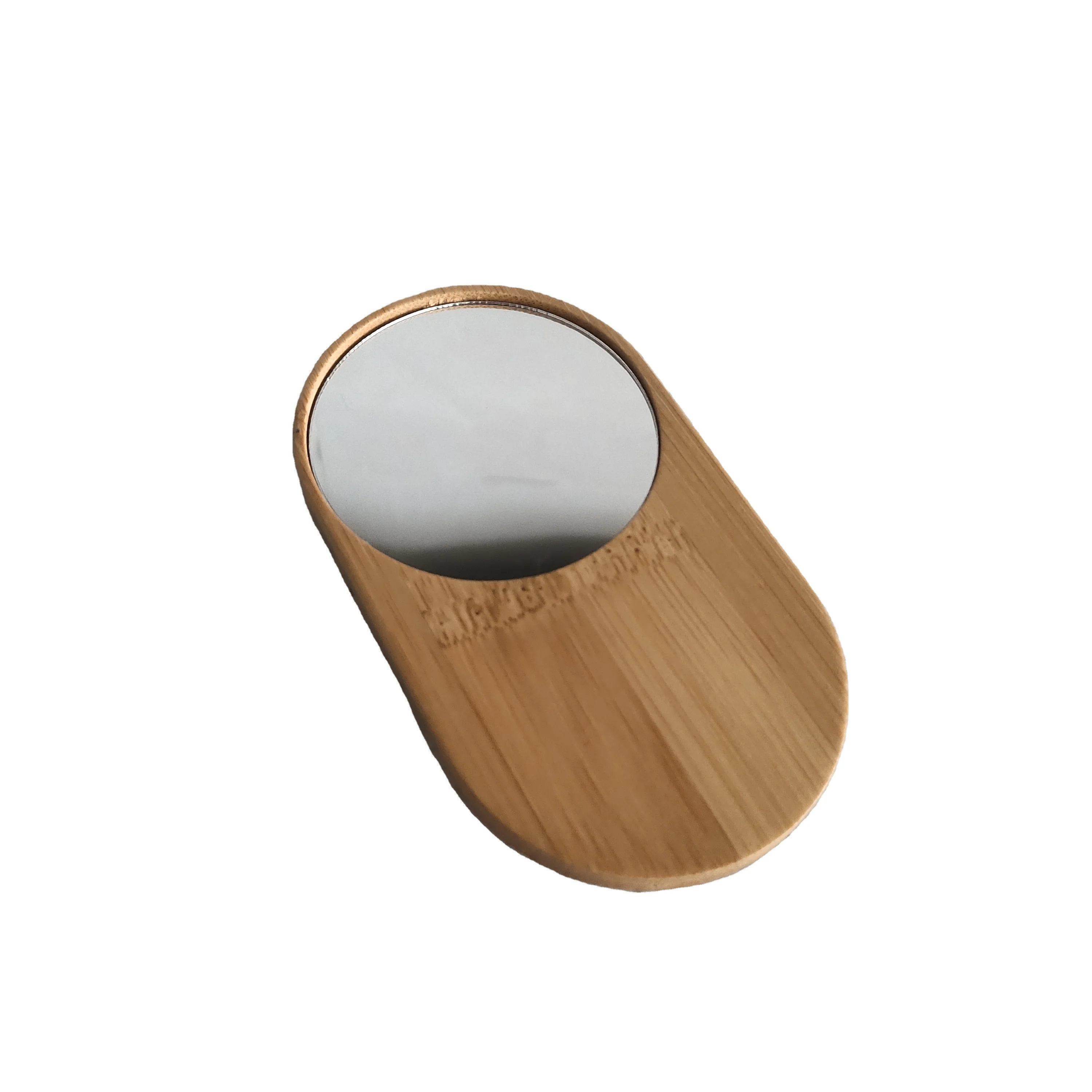 TDF Daily Makeup Personalised Oval Wooden Mirrors Portable Mini Pocket Custom Handheld