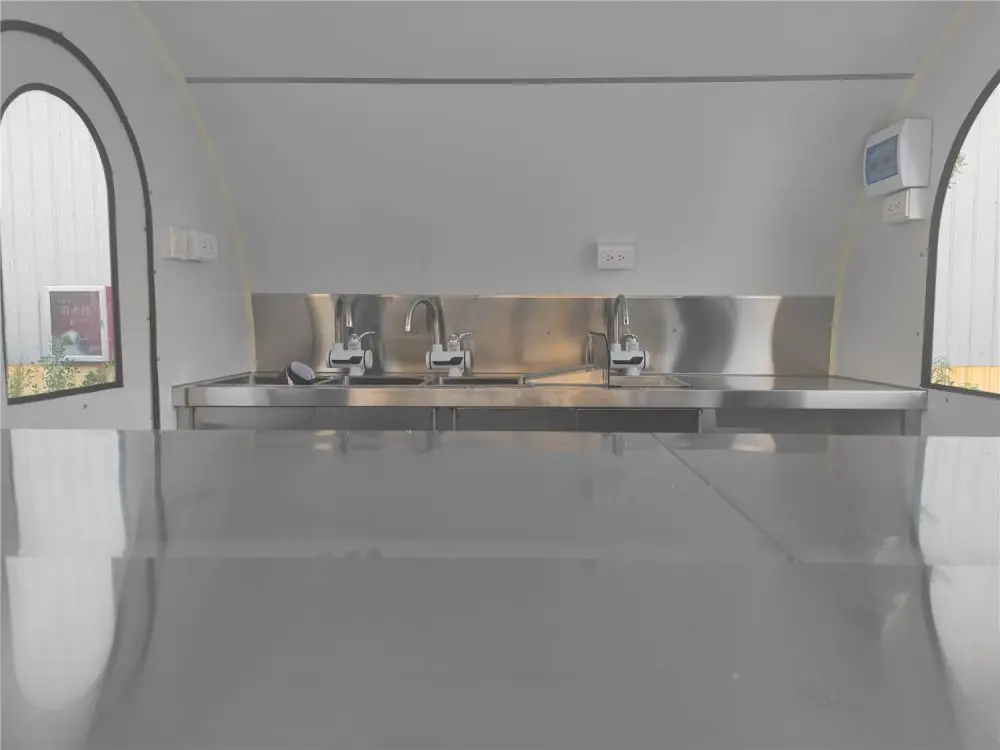 US mobile towing trailer 3 compartment water sinks set 7.2 ft free color painting fashion trailer truck for sale