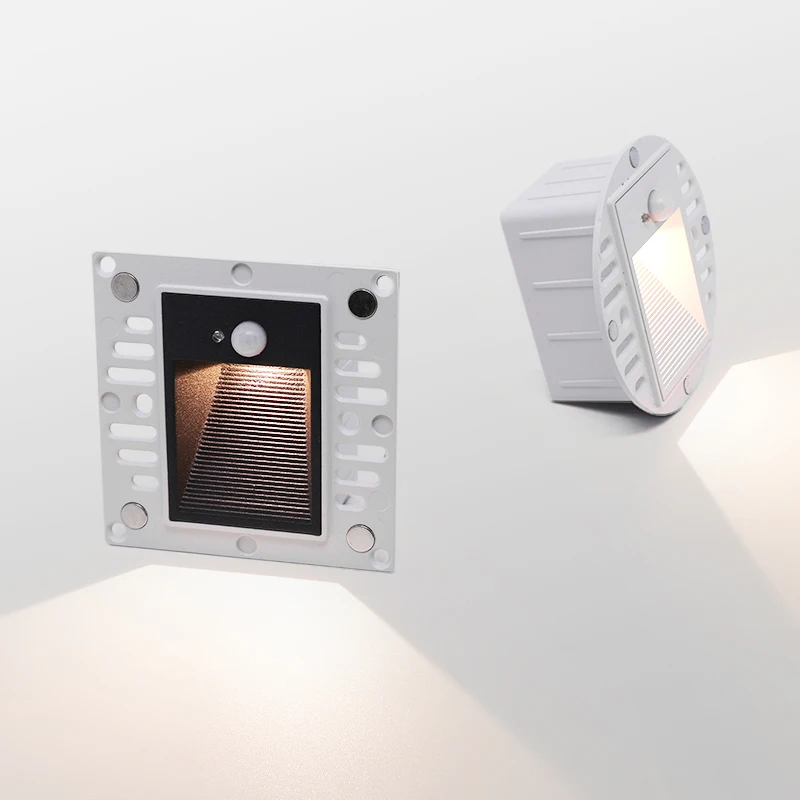 GONSU nordic luxury recessed wall  footlight step light waterproof led stair light with pir motion sensor switch