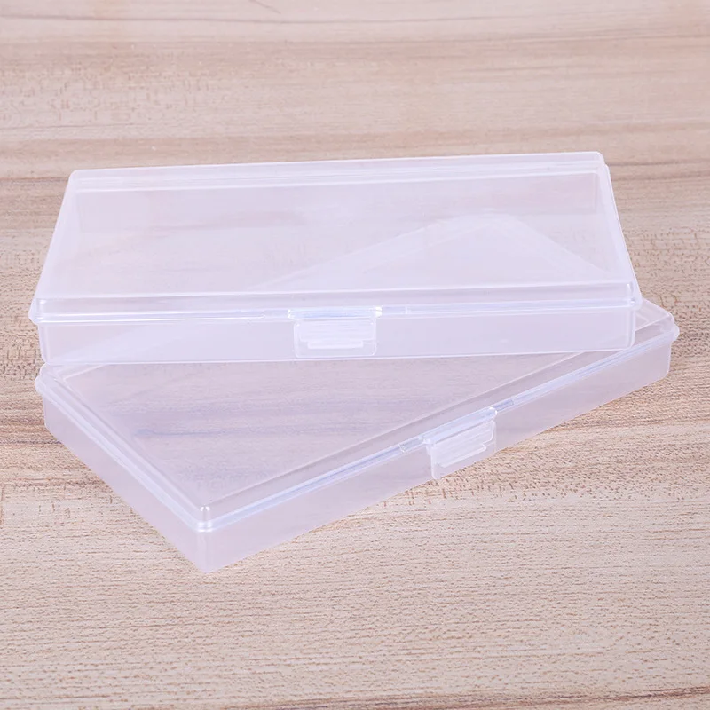 Rectangular transparent plastic PP empty box packaging electronic components finishing box stationery hand account label storage