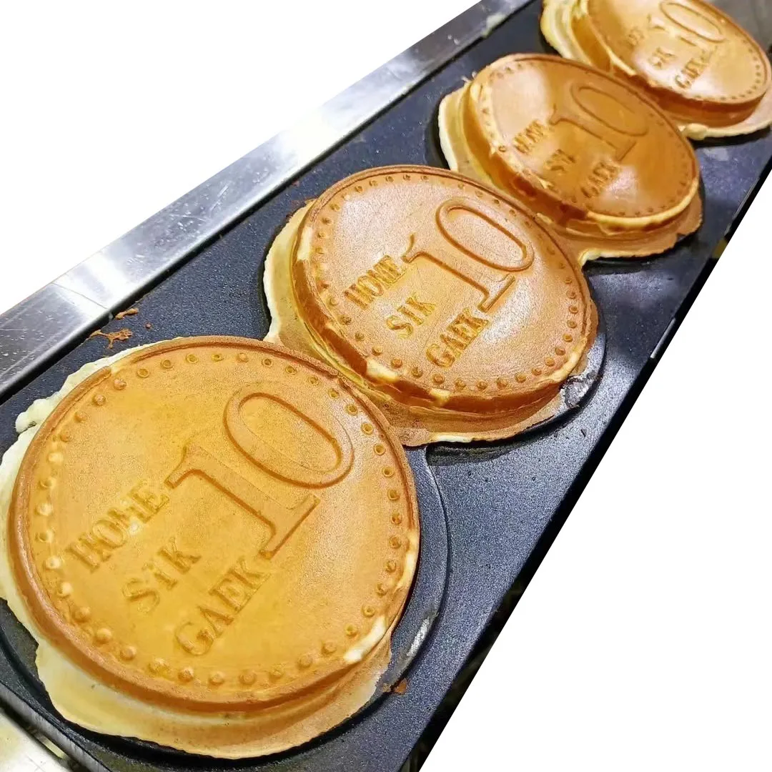 japanese commerical custom logo double gold electric gas 4pcs cake cake custom logo double 10 yen coin waffle maker