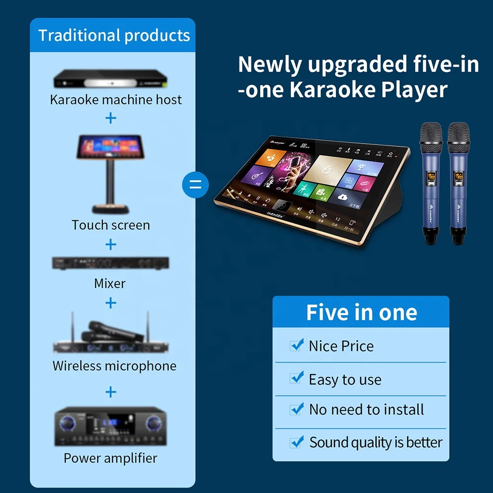 Home Wedding Party Five In One Karaoke System 18.5 inch 3T Android Karaoke Player InAndon KTV Karaoke Machine