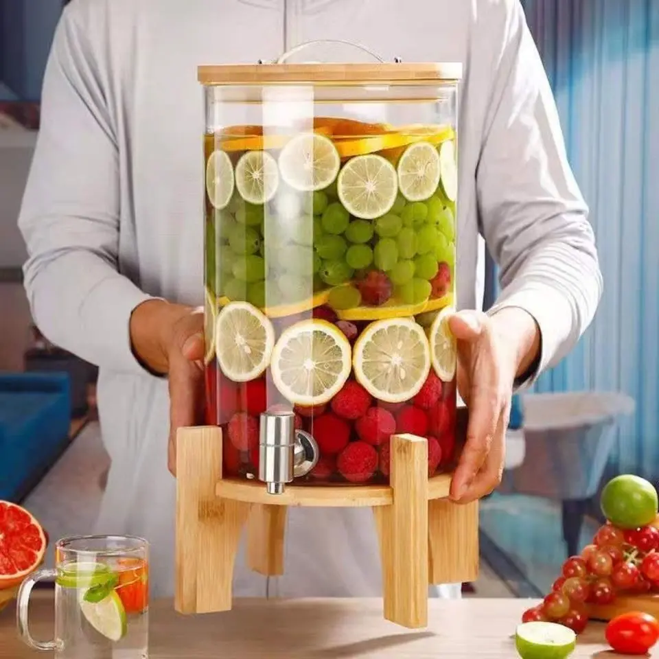 Glass Drink Dispenser with Stand Glass Beverage Dispenser with Spigot