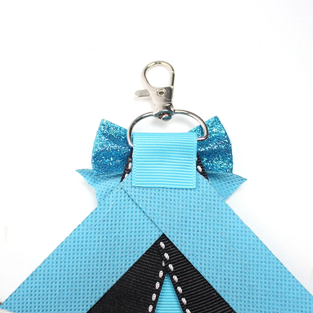 Wholesale Glitter Cheer Bows Keychain Sport Pin Me Keyring Tennis Football Basketball Volleyball Rugby Print Keychain Decoration