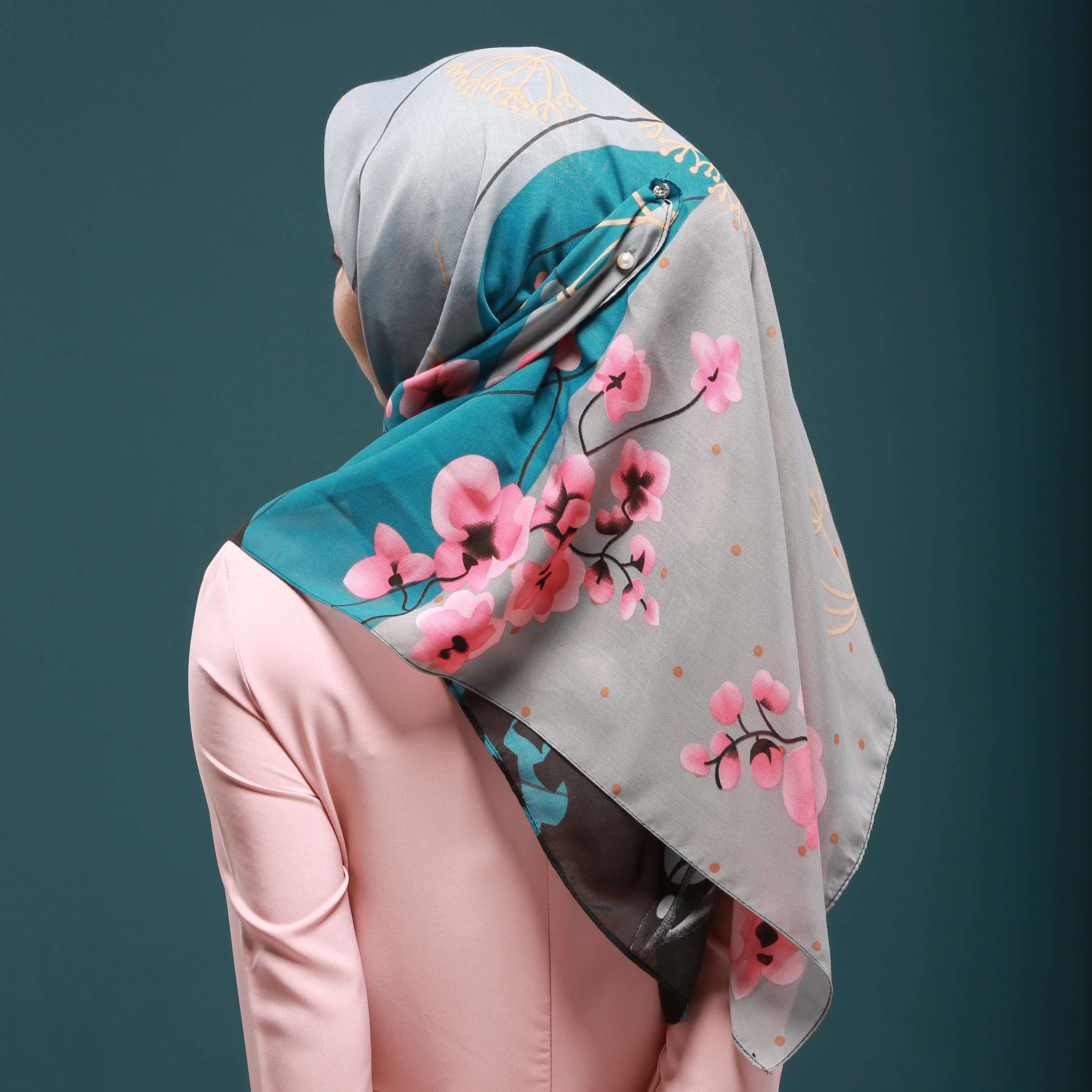 Bawal Saji Hijab поставщик 110*110 см мгновенная печать хлопок квадратный Tudung мягкие простые цвета для Малайзии хлопок Vail Hijab