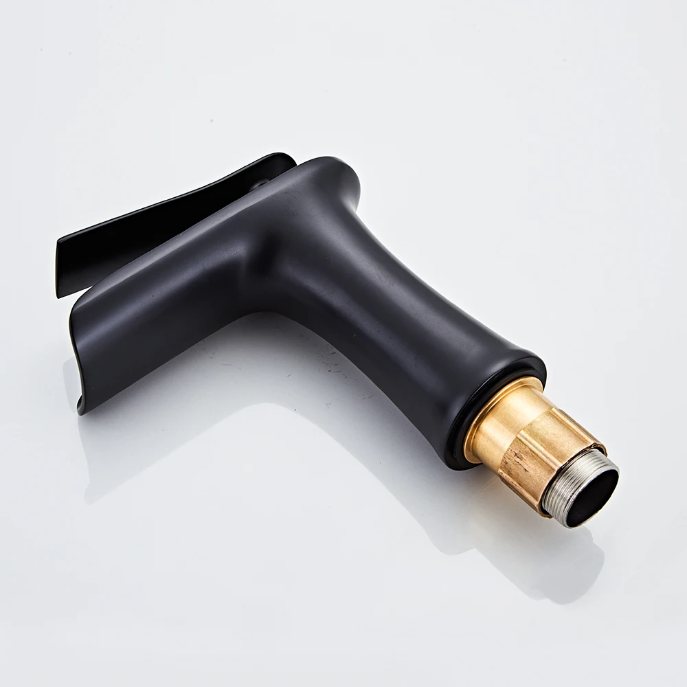 YUNDOOM OEM Black Brass Torneira Banheiro Basin Torneira Musluk Bathroom Hot Cold Water Single Handle Waterfall Basin Faucets
