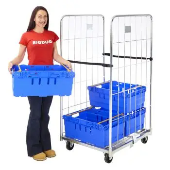 4 Sided Nestable Supermarket Warehouse Cage Trolley Roll Container