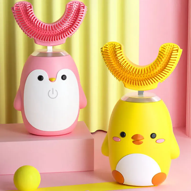 Wholesale Kid 360 Degree Adapt U-shaped Children Toothbrush Timer Soft U Shaped Electric Toothbrush for Kids Girls 1-2 Hours