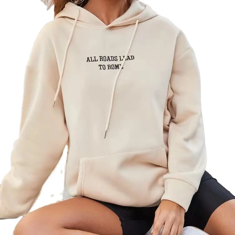 Женская флисовая толстовка с длинным рукавом и карманом-кенгуру