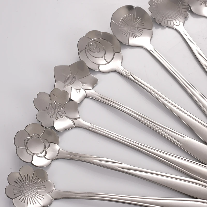 Reusable Fashionable Creative Variety Designs Stainless Steel Coffee Spoon Ice Cream Spoon metal gold spoon