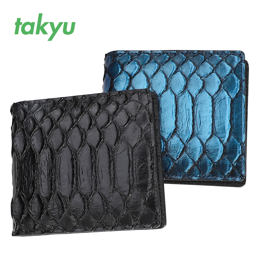 Luxury hot python pattern folding slim ladies wallets and purses women card holder genuine leather wallet for men