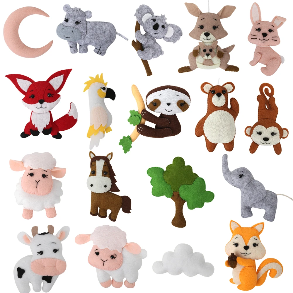 Hot Selling Cheap Unique Item Stuffed Safari Animals Toys Felt Education Toy Koala Cow Fox Elephant Sheep Handmade