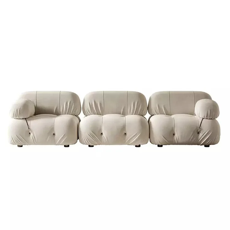 modern new design Low Arm No Foot white corner couch 3 seat modular velvet fabric Sectional sofa set for office hotel furniture