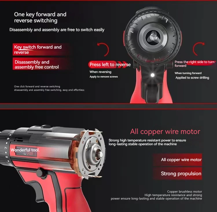 Home electric hand drill rechargeable lithium turn tools multifunction impact small pistol drill screwdriver electric hammer