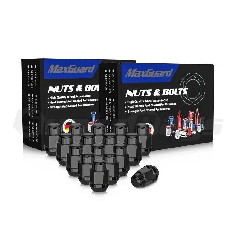 MAXGUARD 19mm Hex cone seat black chrome  Wheel Lug Nut with H/T steel seal