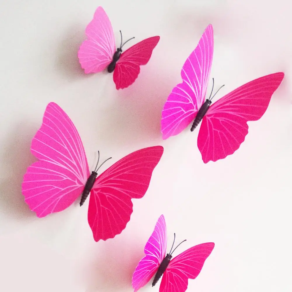 Free shipping 12pcs PVC 3d Butterfly wall decor cute Butterflies wall stickers art Decals home Decoration room wall art