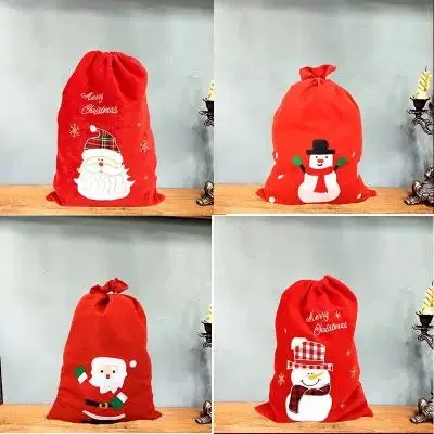 100% Cotton Drawstring Bag Santa Sacks Wholesale Christmas Fabric