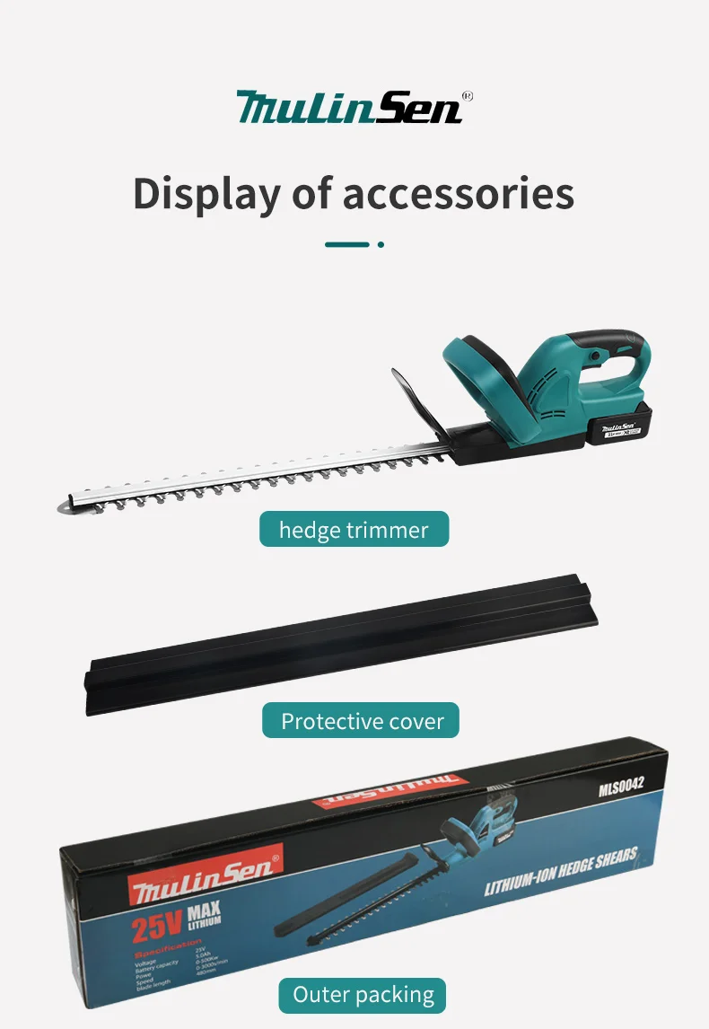 21V Rechargeable Cordless Lithium Battery Hedge Shears Trimmer Brushless Garden Pruning Tool Shrubs Trimmer