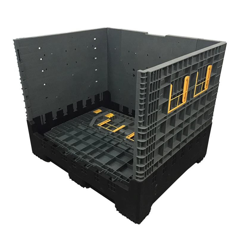 Large bulk heavy duty large stackable folding collapsible bulk plastic pallet foldable large box/bin container for storage (1600237617484)