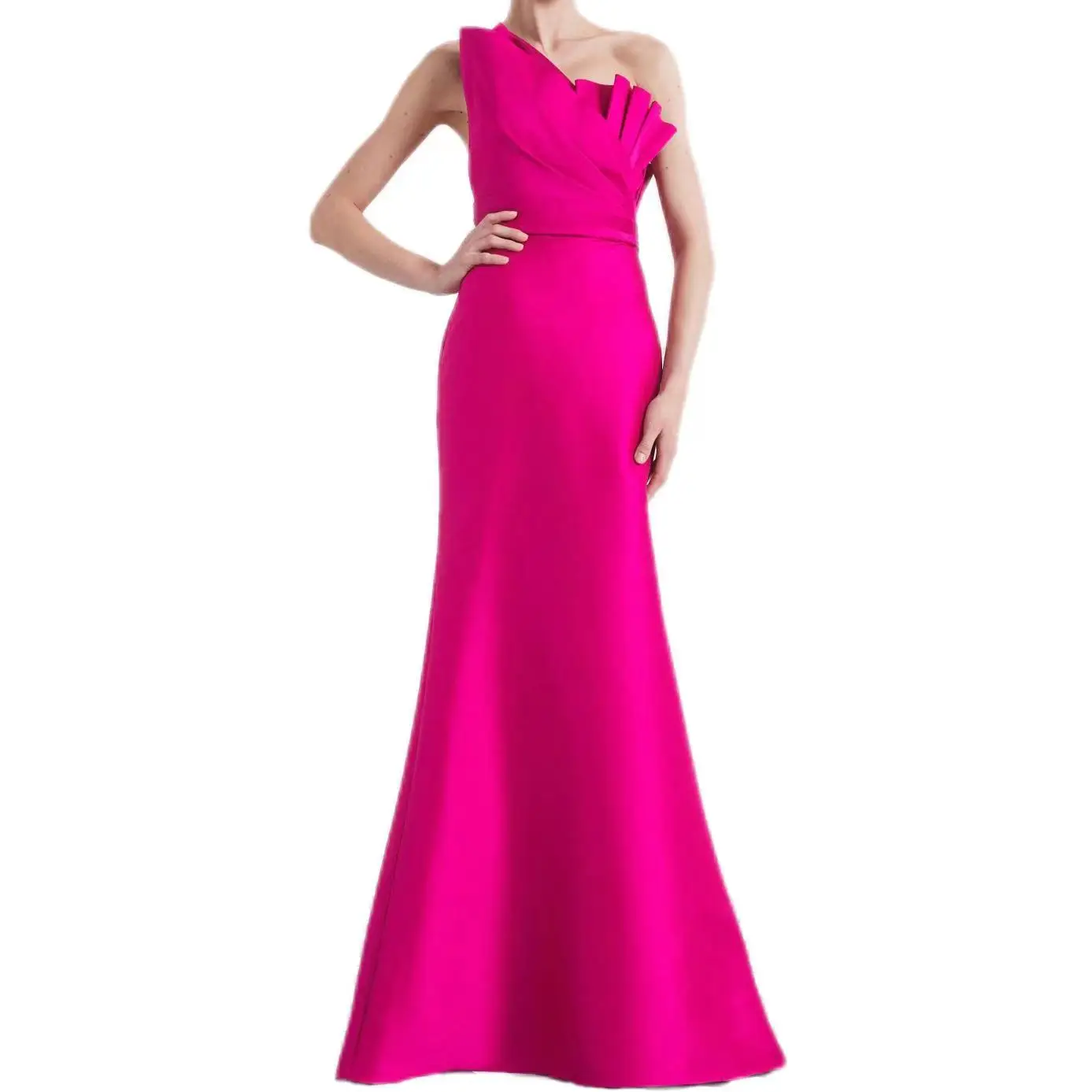 Factory Featured Design 3D Flouncing Long Sleeves V-neck Pleated Casual Long Dresses Spring Summer Party Evening Dress