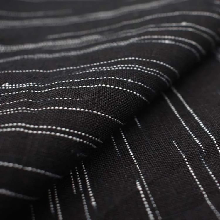 China wholesale fashion custom anti-static 100% pure flax linen yarn dyed stripe woven suits dress linen fabric for clothing